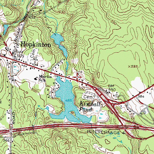 Topographic Map of Hopkinton Fire Department Hopkinton Station, NH