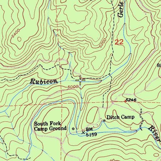 Topographic Map of Gerle Creek, CA