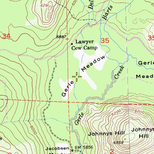 Topographic Map of Gerle Meadow, CA