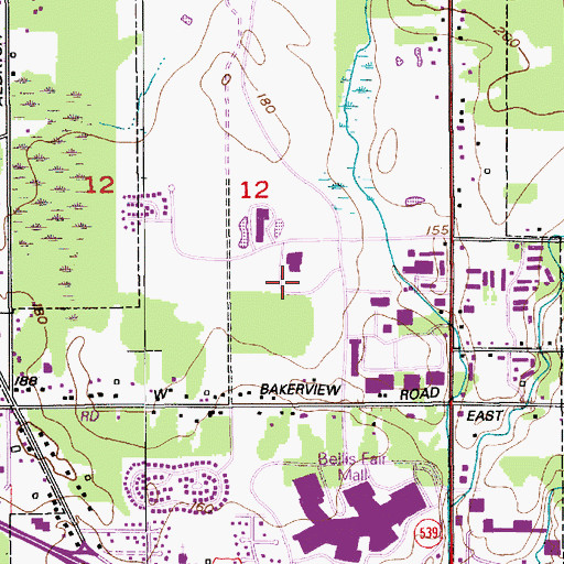 Topographic Map of Whatcom Community College Syre Student Center, WA