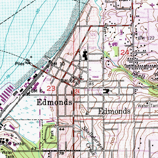 Topographic Map of Edmonds Police Department, WA