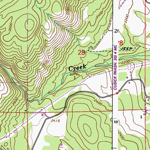 Topographic Map of Danforth Quarry, WA