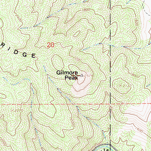Topographic Map of Gilmore Peak, CA