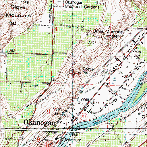 Topographic Map of Okanogan Valley Quarry, WA
