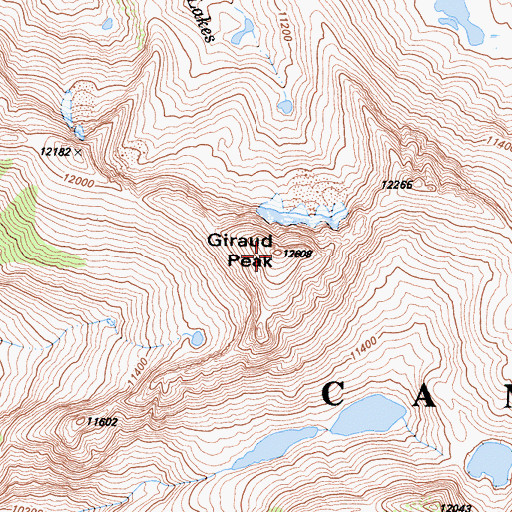 Topographic Map of Giraud Peak, CA