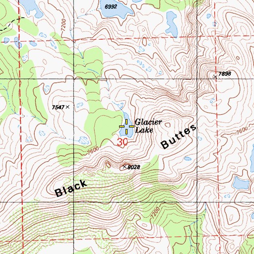 Topographic Map of Glacier Lake, CA