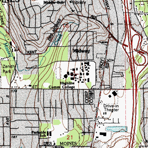 Topographic Map of Highline Community College Building 8, WA