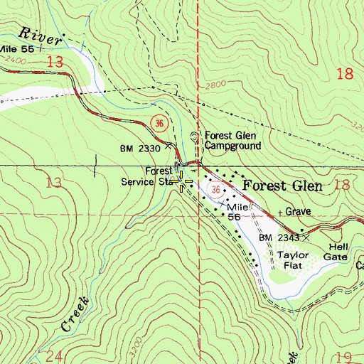 Topographic Map of Glen Creek, CA
