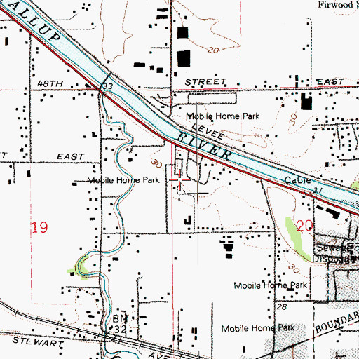 Topographic Map of Riverside Villa Mobile Home Park, WA