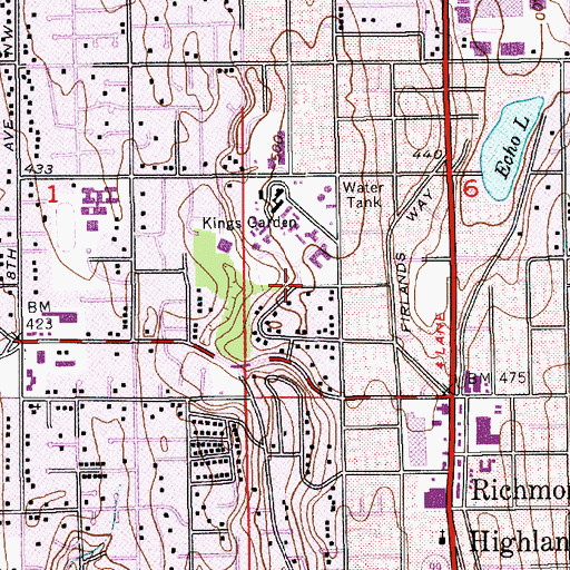 Topographic Map of King's Infant Center, WA