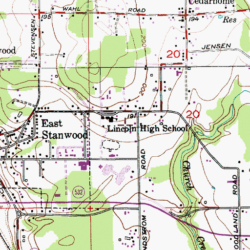 Topographic Map of Green Acres Daycare Center, WA