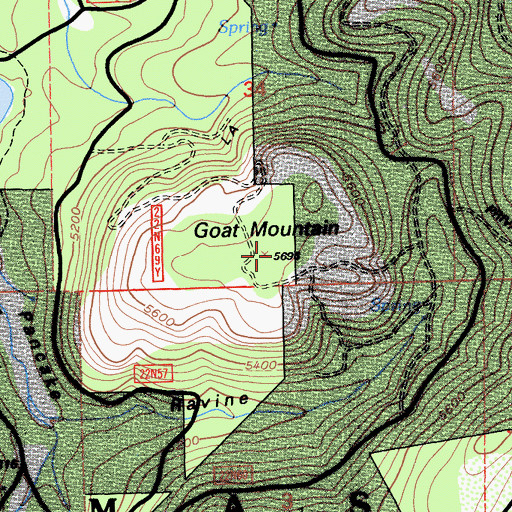 Topographic Map of Goat Mountain, CA