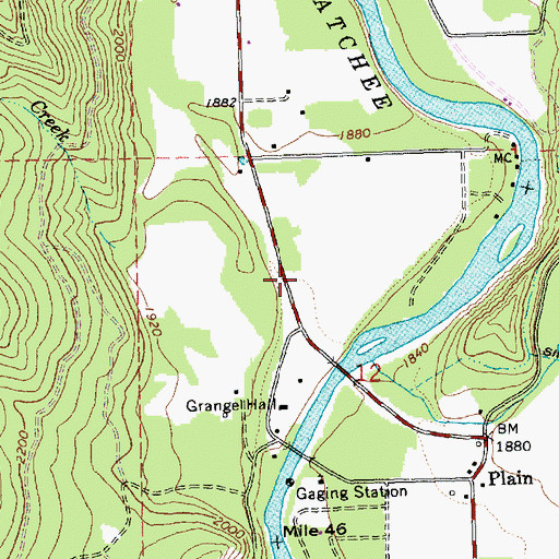 Topographic Map of Beaver Valley School, WA