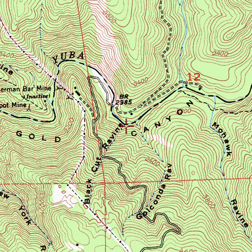 Topographic Map of Golconda Ravine, CA