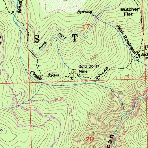 Topographic Map of Gold Dollar Mine, CA