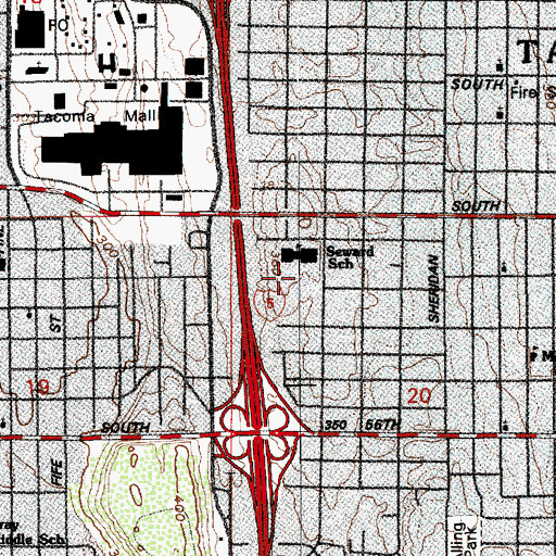 Topographic Map of Angelo Giaudrone Middle School, WA