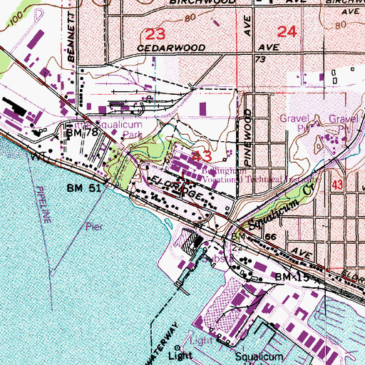 Topographic Map of Bellingham Technical College Building F, WA