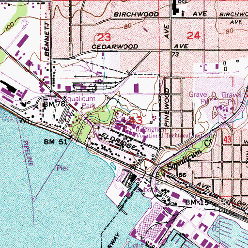 Topographic Map of Bellingham Technical College Building R, WA
