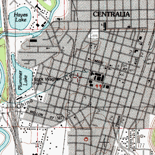 Topographic Map of Centralia College Work First Worker Retraining Intake Center, WA