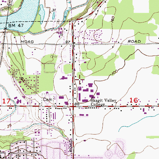 Topographic Map of Skagit Valley College Mount Vernon Campus Diesel Building, WA