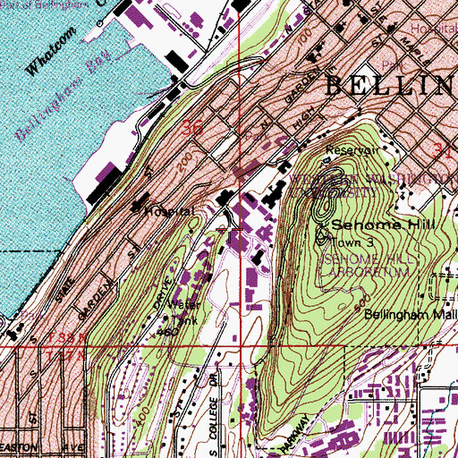 Topographic Map of Western Washington University, WA