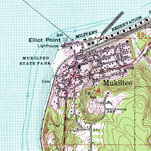 Topographic Map of Mukilteo Fire Department Station 24, WA