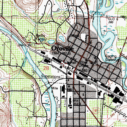 Topographic Map of City of Oroville Fire Department, WA