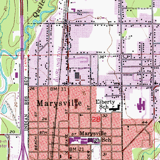 Topographic Map of Marysville Detention Center, WA