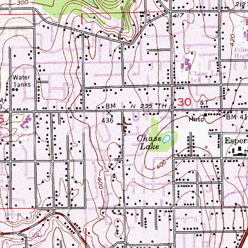 Topographic Map of Five Corners Substation, WA