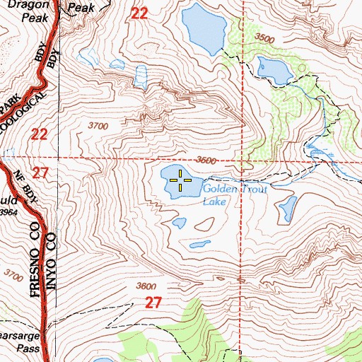 Topographic Map of Golden Trout Lake, CA