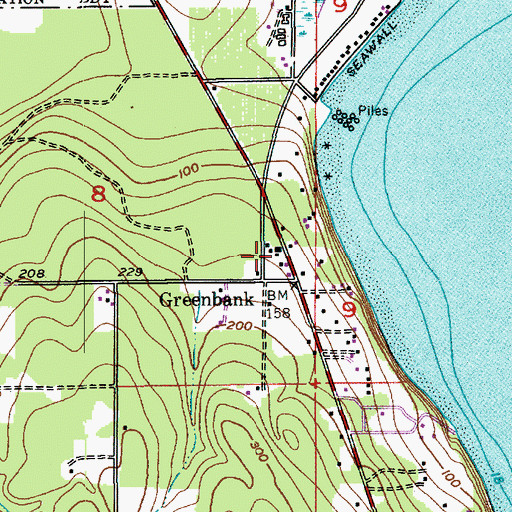 Topographic Map of Greenbank Post Office, WA