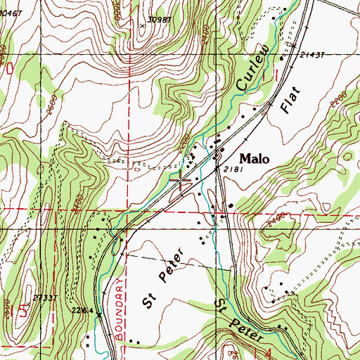 Topographic Map of Malo Post Office, WA