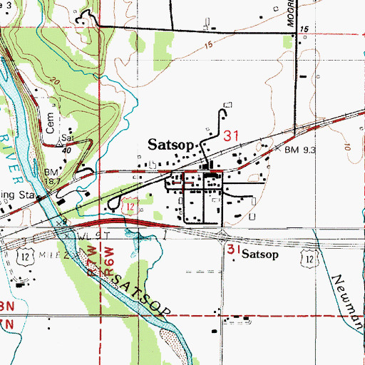 Topographic Map of Satsop Post Office, WA