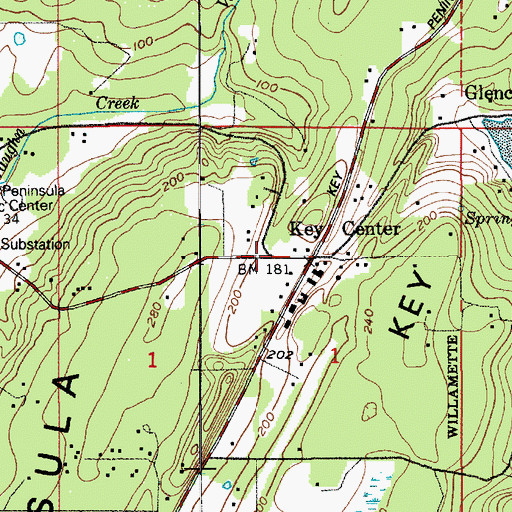 Topographic Map of Vaughn Post Office, WA