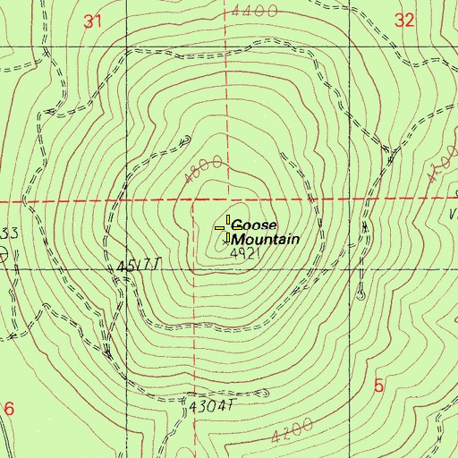Topographic Map of Goose Mountain, CA