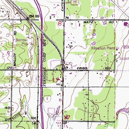 Topographic Map of Duncans Mobile Home Park, WA