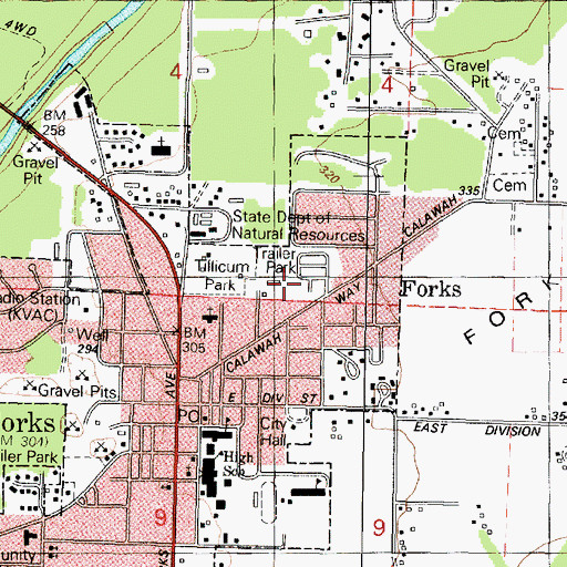 Topographic Map of Forks Mobile Home Park, WA