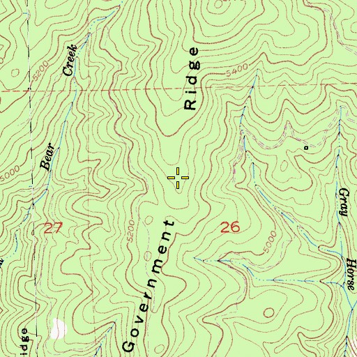 Topographic Map of Government Ridge, CA