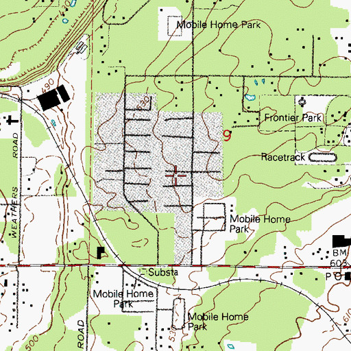 Topographic Map of Shady Woods East and West Mobile Home Park, WA