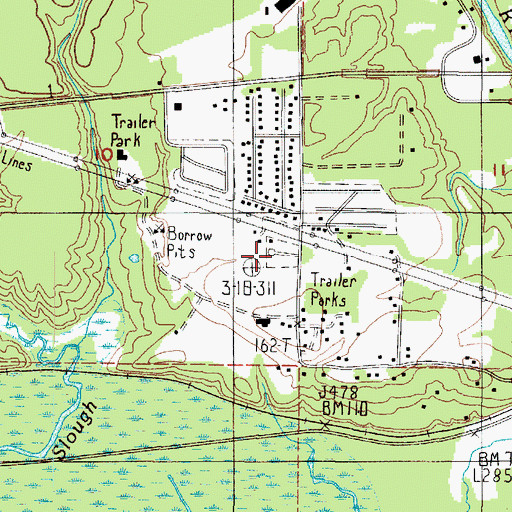 Topographic Map of Crawfords Mobile Home Court, WA