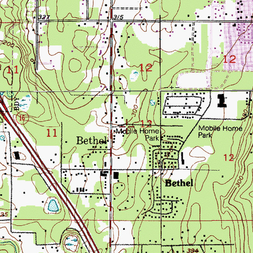 Topographic Map of Martell Mobile Manor, WA