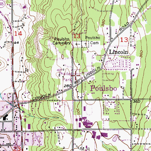 Topographic Map of Poulsbo Mobile Park, WA
