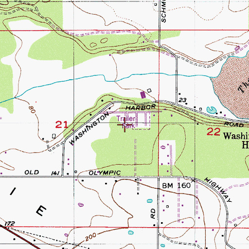 Topographic Map of Baywood Village Mobile Home Park, WA
