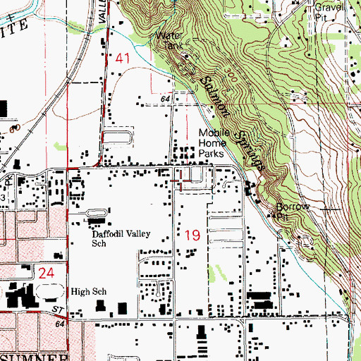 Topographic Map of Crystal Spring Mobile Home Estates, WA