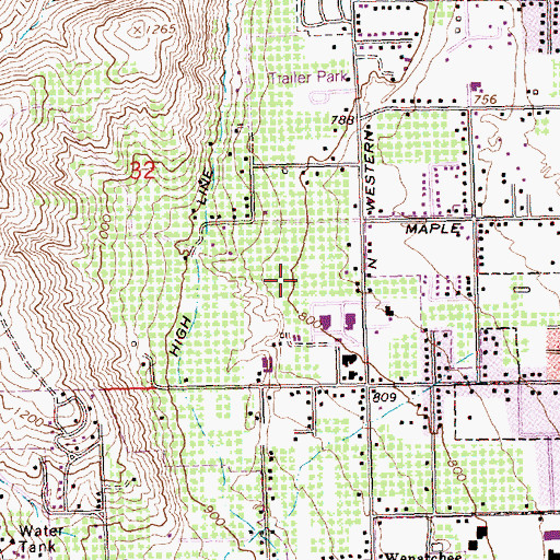 Topographic Map of Heritage Haven Mobile Home Park, WA