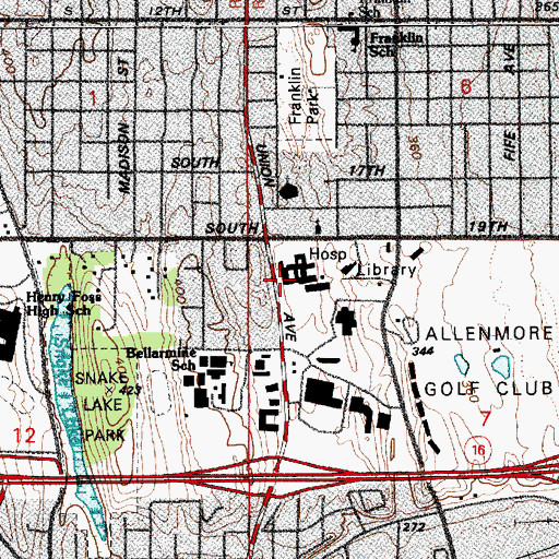 Topographic Map of Allenmore Hospital, WA