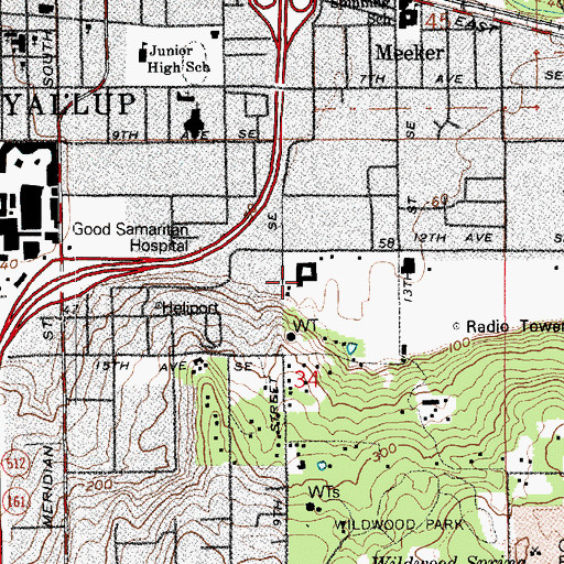 Topographic Map of Rainier Vista Care Center, WA
