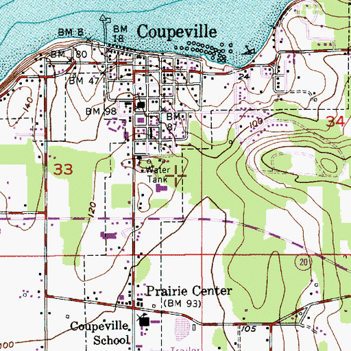 Topographic Map of Careage of Whidbey, WA
