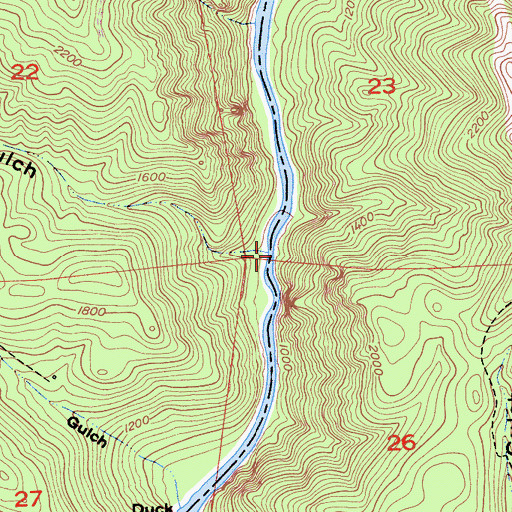 Topographic Map of Grapevine Gulch, CA