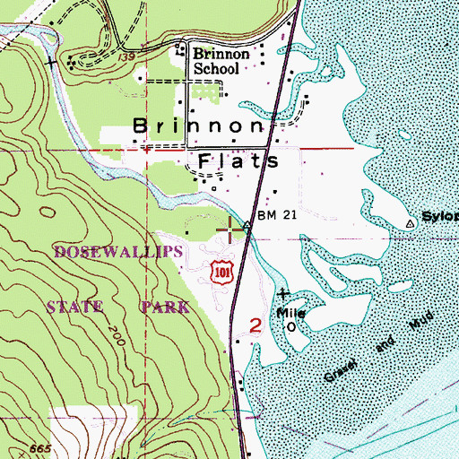 Topographic Map of Dosewallips River Bridge, WA